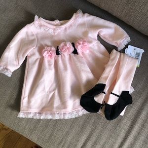 Little Me | Infant girl dress and tights set
